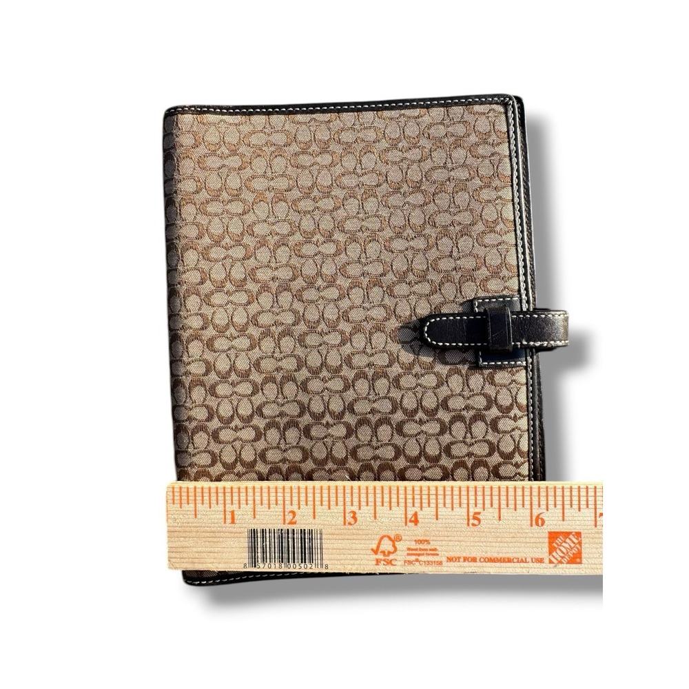 Y2k Coach Signature Canvas Agenda Planner Organizer Brown Mini C Leather Trim - Picture 6 of 7